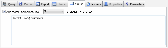 DTM Query Reporter: footer page